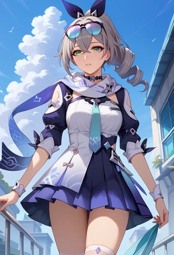 star rail,silver wolf,spring,student uniform,blouse  - AI generated anime art